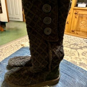 UGG Black Cable Knit Button Boots